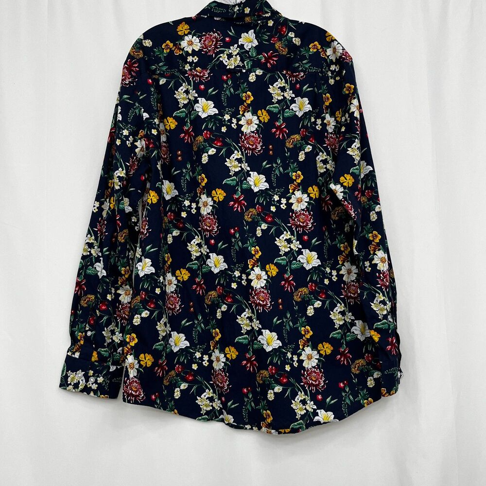 Club Room Floral Button Up Shirt Men's XL Navy Botanical Print